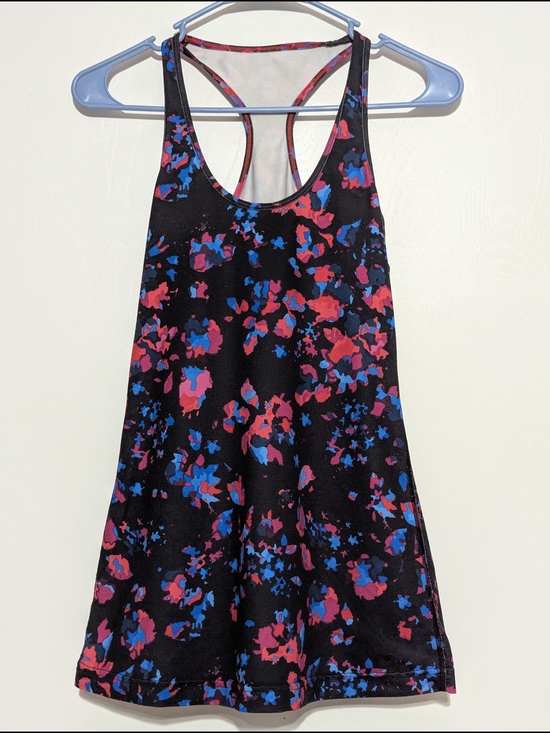 lululemon athletica Tops - lululemon athletica Black Floral-Print Racerback Tank with Pink & Blue Accents